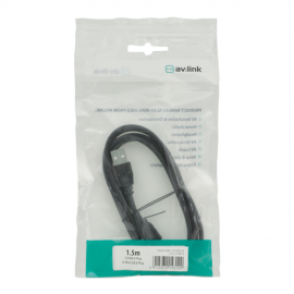 AV:Link 113.002UK USB 2.0 Type A Plug to Mini USB Type B Plug Lead - 1.5m