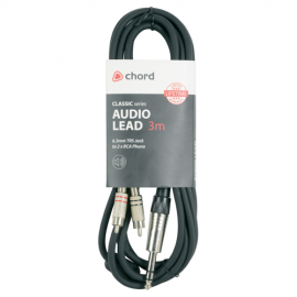 Classic Audio Leads 6.3mm TRS Jack Plug - 2 x RCA Plugs (1.5 - 3m lengths available)