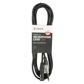Chord Classic Microphone XLRF to 6.3mm Mono Jack Lead - 3m (3m - 6m lengths available)