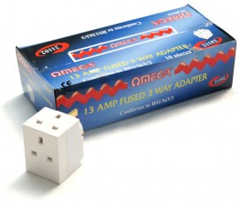 Omega 21102 13amp 3 Way Mains Adaptor – Fused - Box of 10