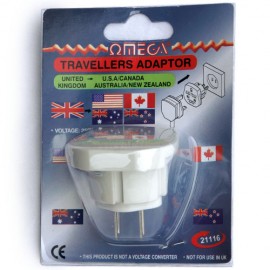 Omega 21116 2 pin UK - USA/CAN/AUS/NZ Adaptor