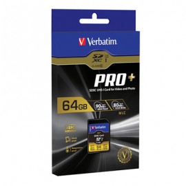 Verbatim ProPlus SDHC Memory Card, 49197 64GB, 600X, UHS-1, U3 Class 10