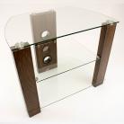 Vision TV Stand in Walnut with 3 Clear Glass Shelves 600mm