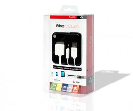 Techlink 726741 WiresMEDIA Apple 30pin Dock Connector to USB2 + 3.5mm Plug, Length: 1m