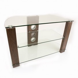 Vision TV Stand in Walnut with 3 Clear Glass Shelves 800mm