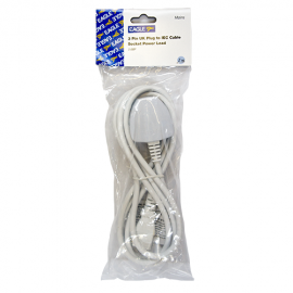 Electrovision A144HE 5A 3 Pin UK to IEC White Mains Lead - 2m