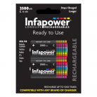 Infapower B005 2 Size C 2500mAh Rechargeable Batteries