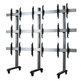B-Tech System X Universal Mobile Video Wall Stand for 3x3 Video Walls, 46 - 60