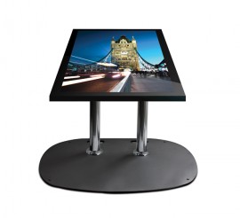 B-Tech Low Level Flat Screen Floor Stand with Chrome Poles