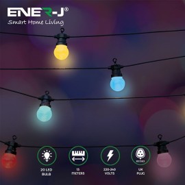 ENER-J T473 13 Metre RGB String Light Kit with 20 RGB Bulbs & IR Remote