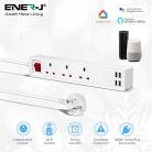 ENER-J SHA5318 13A SMART Wi-Fi Power Strips With 3 Sockets & 4 USB