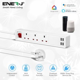 ENER-J SHA5318 13A SMART Wi-Fi Power Strips With 3 Sockets & 4 USB