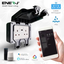 ENER-J SHA5275 Smart WiFi Weatherproof Double Socket With USB