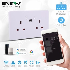 ENER-J SHA5302 Smart Wifi Double Socket with USB in White
