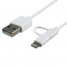 iSix ISP85 1m 8-pin Lightning/Micro USB MFI Metallic Cable - White
