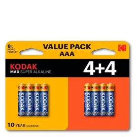 KODAK MAX Super Alkaline Batteries AAA 4+4 Free
