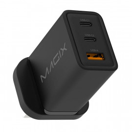 MAGIX 65W 3-Port Plug GaN Charger PD Power Delivery - UK Plug | Black
