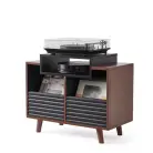 Norstone Oslo 800 Vinyl Storage Cabinet with Turntable Shelf - Black Walnut