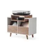 Norstone Oslo 800 Vinyl Storage Cabinet with Turntable Shelf - White Oak