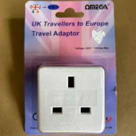 OMEGA 21114 UK Travellers to Europe Travel Adaptor