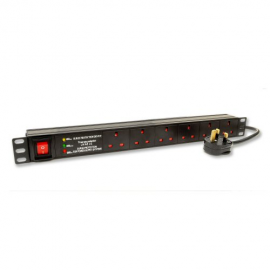 Kauden PDU6/MOV 6-way Horizontal Surge Protected & Filtered Mains PDU