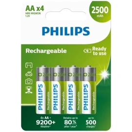 Philips Rechargeable AA 2500mah NiMH Battery – 4 Pack