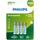 Philips Rechargeable AAA 1000mah NiMH Battery – 4 Pack