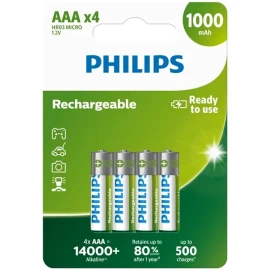 Philips Rechargeable AAA 1000mah NiMH Battery – 4 Pack
