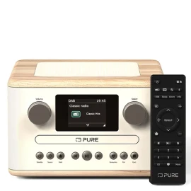 PURE Classic C-D4 Compact Digital Radio with CD Player - Cotton White/Oak