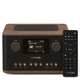 PURE Classic C-D4 Compact Digital Radio with CD Player - Coffee Brown/Walnut