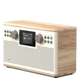 PURE Classic H6 DAB+/FM Stereo Radio with Bluetooth - Cotton White/Oak