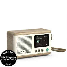 PURE Classic Mini Portable Digital Radio - Cotton White/Oak