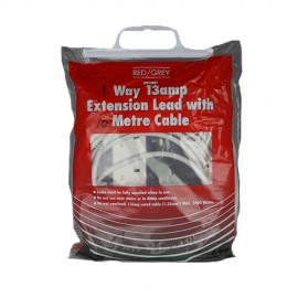 Red/Grey 1 gang - 13Amp 10m lead - White (Polybag)