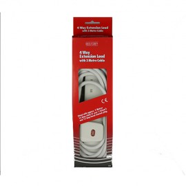 Red/Grey 4 gang - 13Amp 3m lead - White (Boxed)