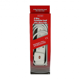 Red/Grey 4 gang - 13Amp 5m lead - White (Boxed)