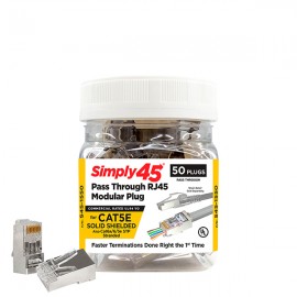 Simply45 S45-1550 (Blue Tint) Cat5e Sheilded Pass-Through RJ45 - 50 Jar