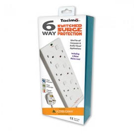 Tacima 6 Way Switched Surge Protected Mains Lead - 2m
