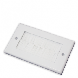 WPWB100 White Double Flush Outlet with White Brushes