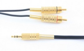 AL18/3G 3.5mm Stereo Jack to 2 x Phono Plugs (Gold) Metal HQ - 3m