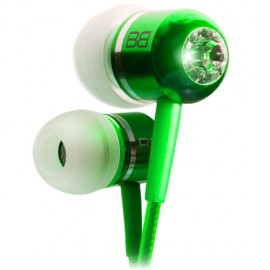 BassBuds BBCC-GREEN Classic Green Crystaltronics In-Ear Headphones