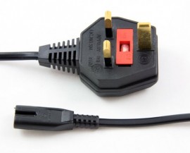 Fig 8 Mains Lead with Moulded Plug 3amp - 1.9m (1.9m - 10m lengths available)