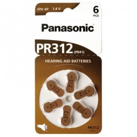 Panasonic PANAPR312/6LB Zinc Air Hearing Aid Batteries 6 Pack