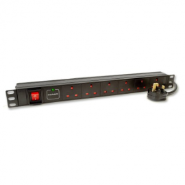 Kauden PDU6/SGE 6way Horizontal Surge Protected Mains PDU