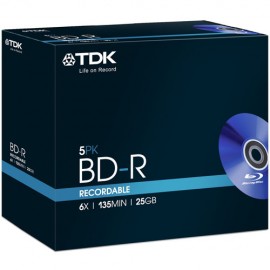 TDK BP-BD Blu-ray BD-R Recordable 6x Speed, 5 PACK